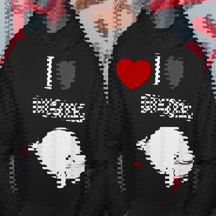 かわいい面白いシンプルなジュゴンの魚を引用します。 I Love Dugong パーカー 面白い贈り物