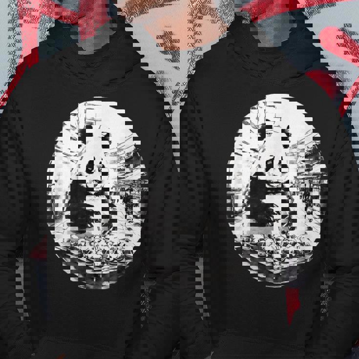 たこ焼き パンダ 水墨画 日本食 大阪 おもしろ 和風 動物 パーカー 面白い贈り物