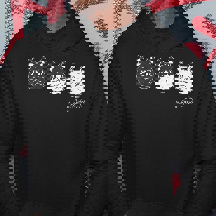 ねこさん 3 スリー Neko・Neko・Neko 黒猫・ハチワレ・白猫【どうぶつフレンズ】不機嫌猫 顔イラスト パーカー 面白い贈り物