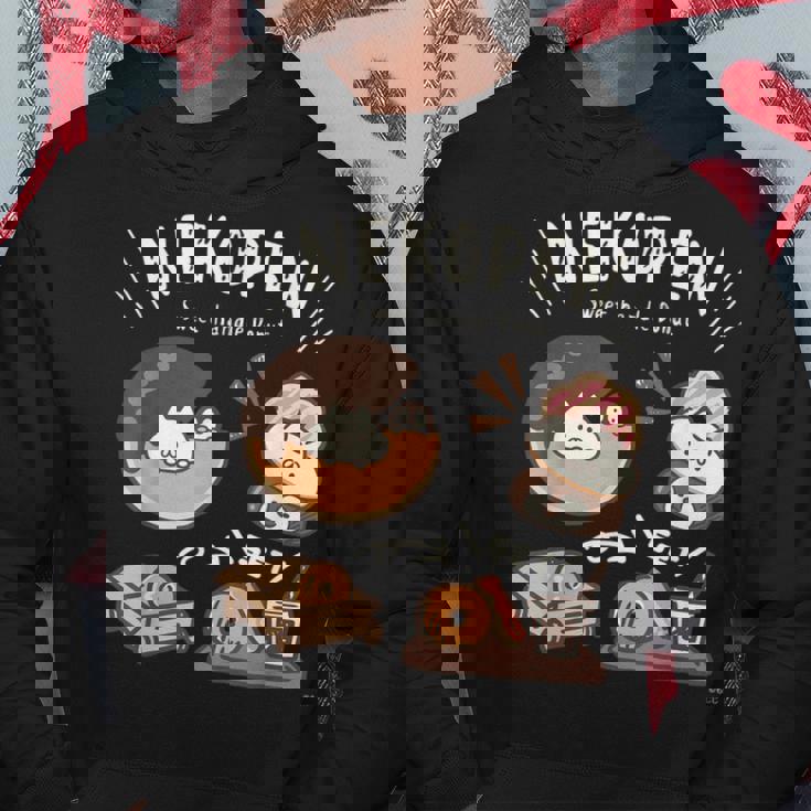 ねこぺん日和 ドーナツ ダークカラー パーカー 面白い贈り物