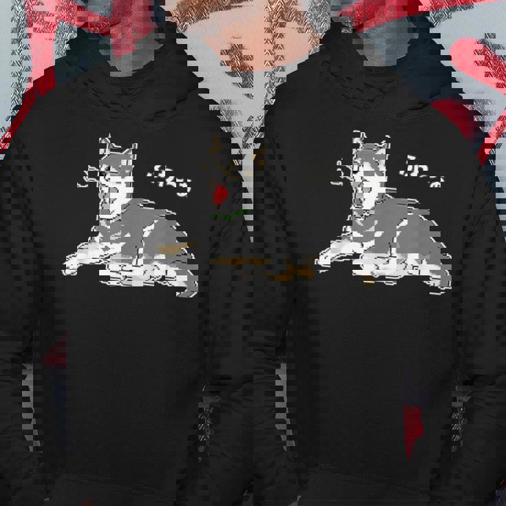 ふわーぁとあくびをする黒柴 柴犬のドット絵 パーカー 面白い贈り物