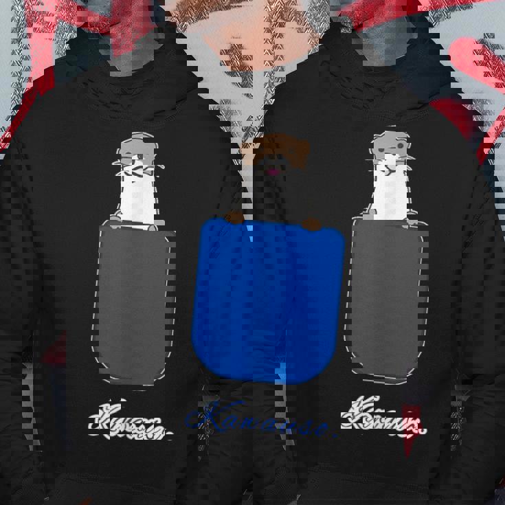 ゆるカワウソさん Otters オッターズ『いん ざ ぽけっと』（ブルーポケット）コツメカワウソ かわいい イラスト パーカー 面白い贈り物