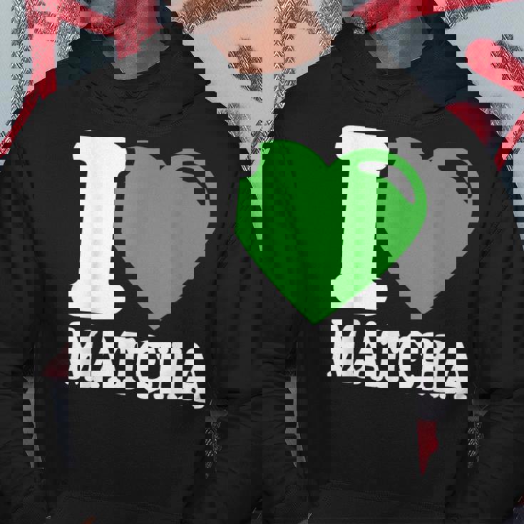 アイラブ抹茶キュートファニー抹茶ハート付き抹茶 パーカー 面白い贈り物