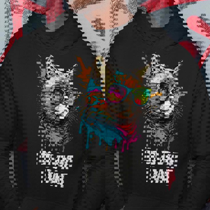 アイ・ドゥー・ホワット・アイ・ワント キャット・ウィズ・サングラス パーカー 面白い贈り物