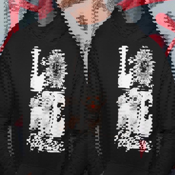 アイ・ラブ・マルチーズ・ドッグ・オーナー・ファニー・ポー・プリント・サンフラワー・ラバー パーカー 面白い贈り物