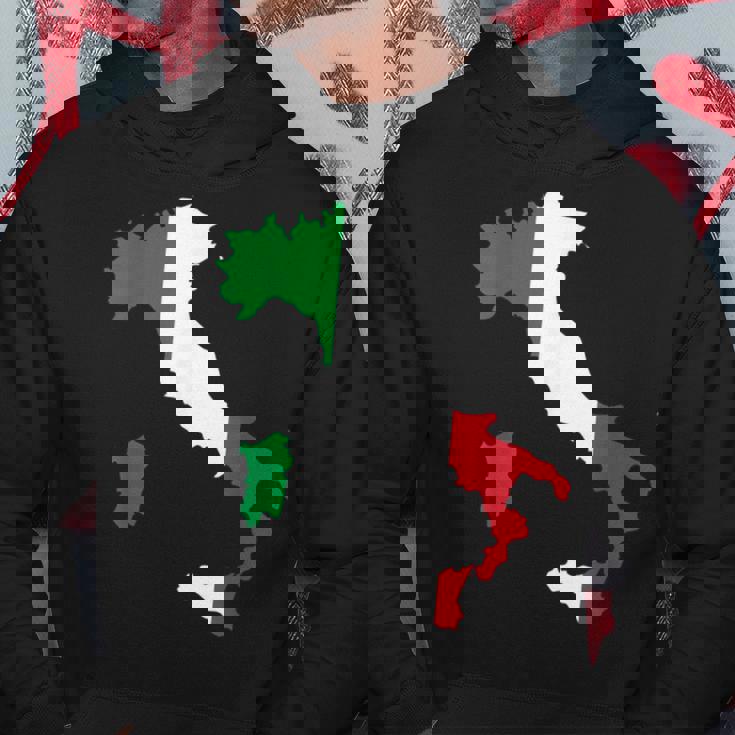 アウトライン イタリア 赤 白 緑 ストライプ 地図 パーカー 面白い贈り物