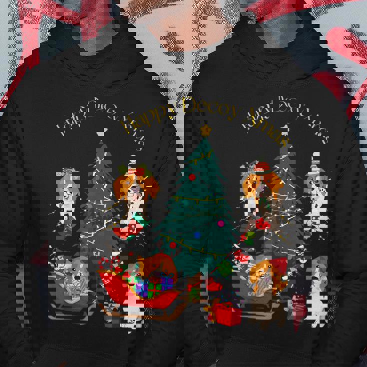 アグリー ハッピーデコピンクリスマス コーイケルホンディエ犬 ダッチデコイスパニエル犬 パーカー 面白い贈り物