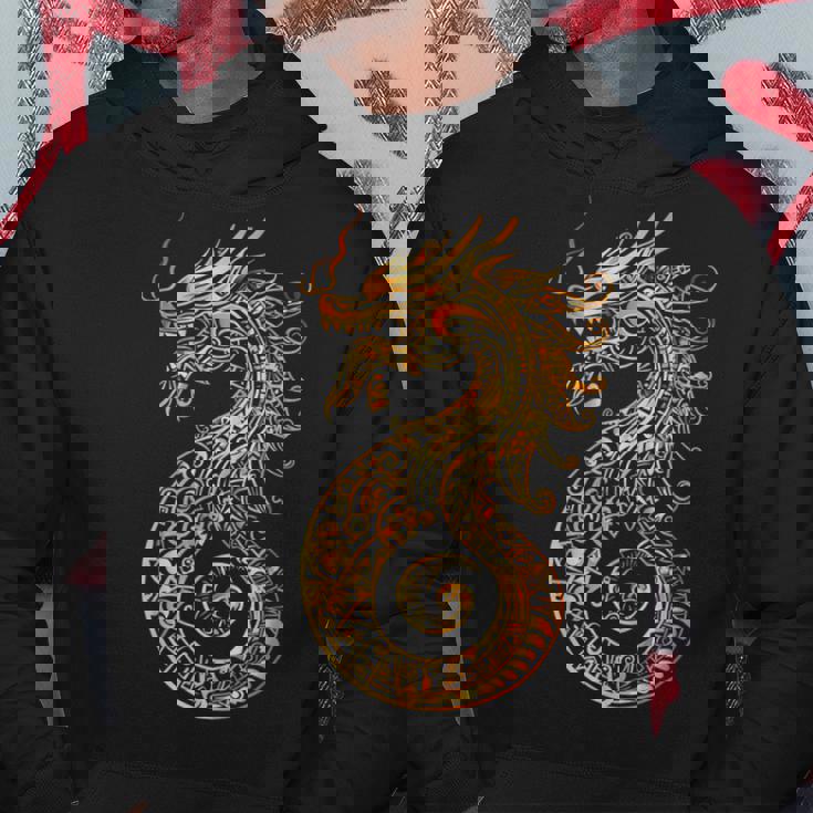 アステカ メキシコ神話 羽をつけた蛇 アートワーク ドラゴン パーカー 面白い贈り物