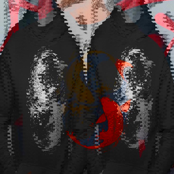 アニメ 日本の鯉 魚 陰陽 アート パーカー 面白い贈り物