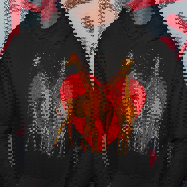 アフリカ サファリ アニマル ハート バレンタインデー ギフト ラブ キリン パーカー 面白い贈り物