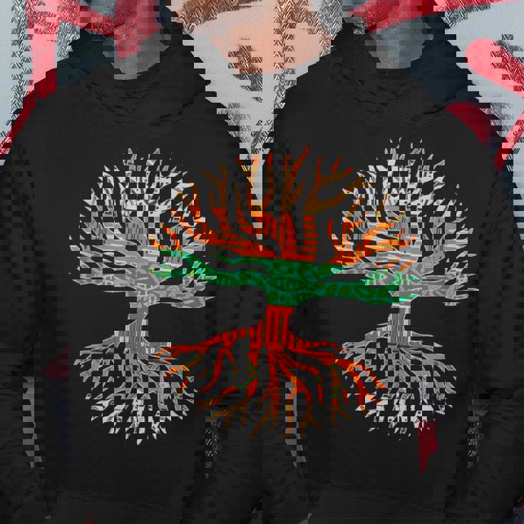 アフリカンパターンの木の根 黒史 パーカー 面白い贈り物