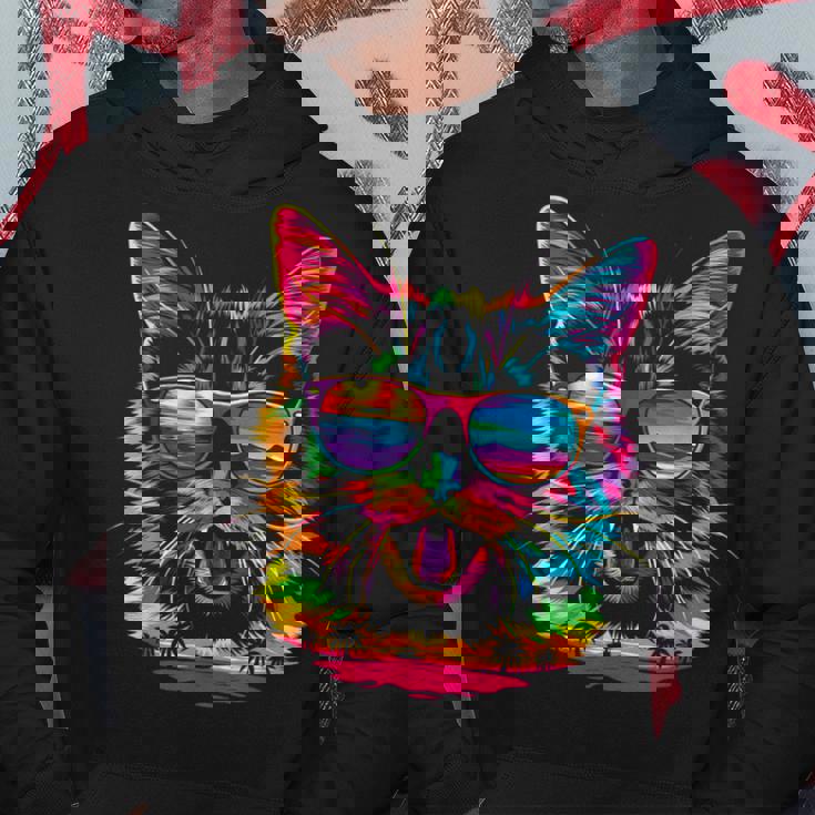 アメリカンショートヘアドッグサングラスポップアート パーカー 面白い贈り物