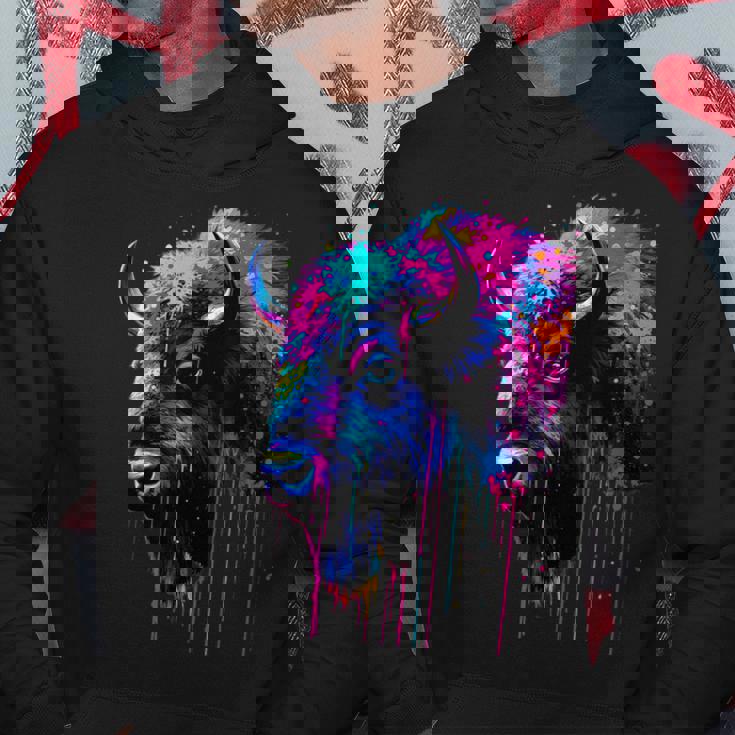 アメリカンバイソンカラーポップアート 美しいアメリカンバイソン愛好家 パーカー 面白い贈り物