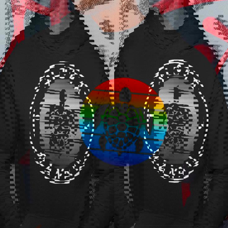 アロハ ハワイ ハワイアン ウミガメ ビーチ オーシャン レインボー ホヌ パーカー 面白い贈り物