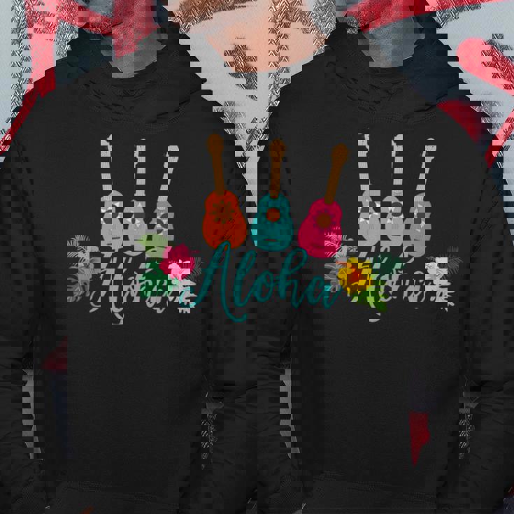 アロハシャツ ウクレレとハイビスカス柄 パーカー 面白い贈り物