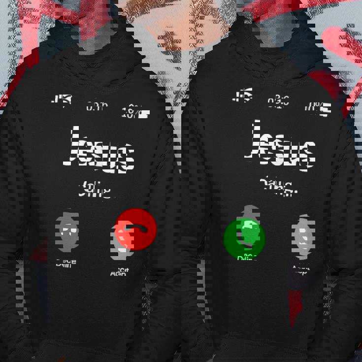 イエスは天国から呼びかけている-クリスチャンリビング パーカー 面白い贈り物