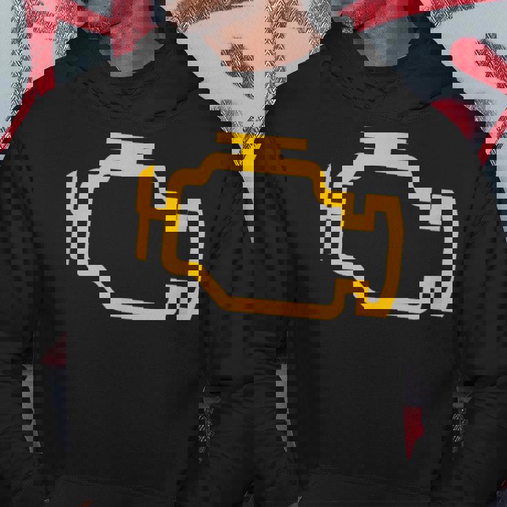 イエローチェックエンジンライト付きtシャツ パーカー 面白い贈り物