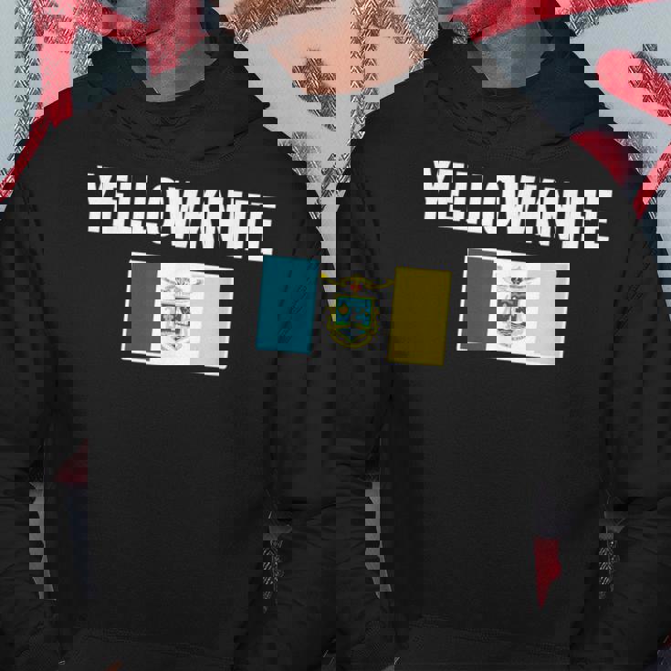 イエローナイフ 紋章 旗 国家への誇り ギフト お土産 パーカー 面白い贈り物