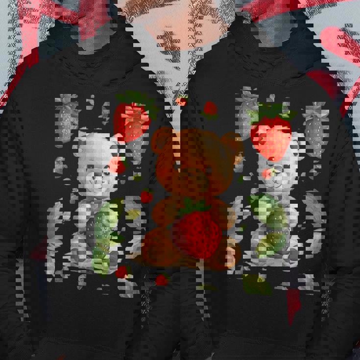 イチゴファンのための素敵なフルーツとテディベアのコスチューム パーカー 面白い贈り物