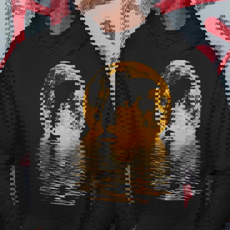 イルカ 海 夕日 月 反射 自然 恋人 ギフト パーカー 面白い贈り物