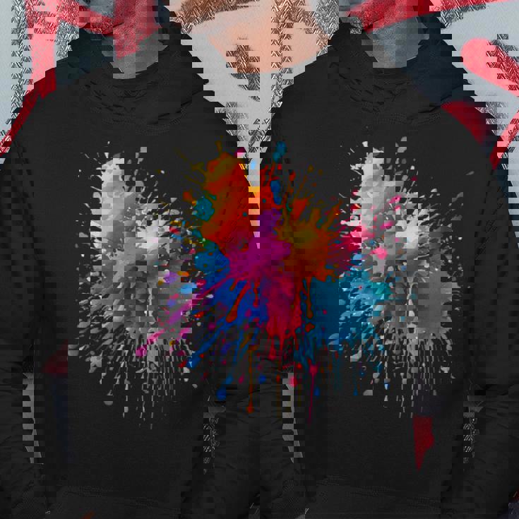 インク ペンキ 飛び散り レインボープリント カラフル イラスト パーカー 面白い贈り物