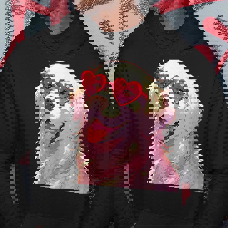 イングリッシュクリーム ゴールデンレトリバー ママギフト ハート メガネ ラブ パーカー 面白い贈り物