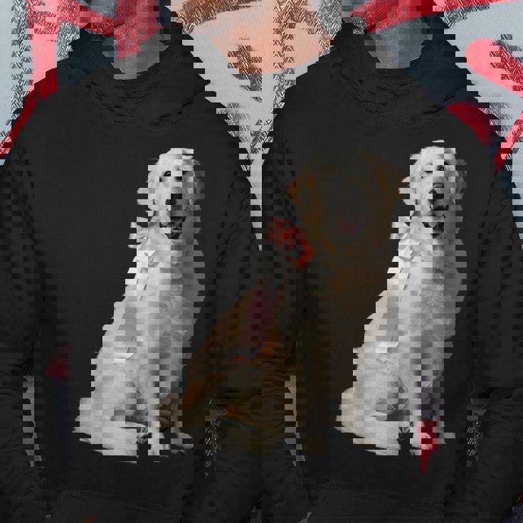 イングリッシュクリーム ゴールデンレトリバー 子犬 ピンク リボン クリーン ガール パーカー 面白い贈り物