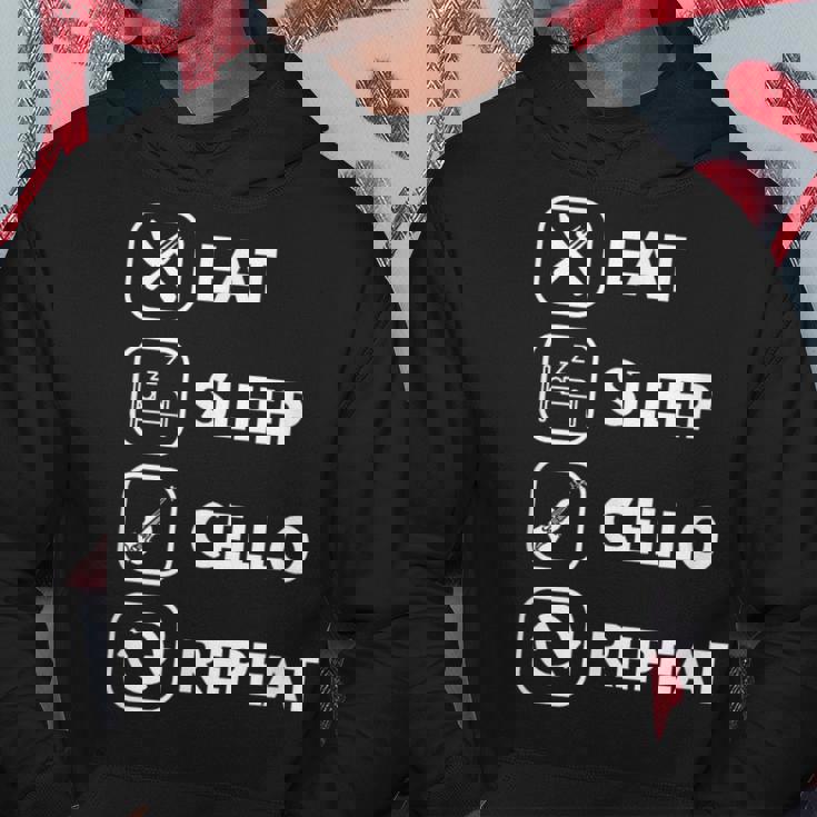 イート・スリープ・チェロ・リピート パーカー 面白い贈り物