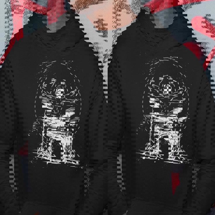 ウィトルウィウス的人体図 ドラム 面白tシャツ レオナルドダヴィンチ おもしろ ドラマー 服 音楽 メンズ パーカー 面白い贈り物