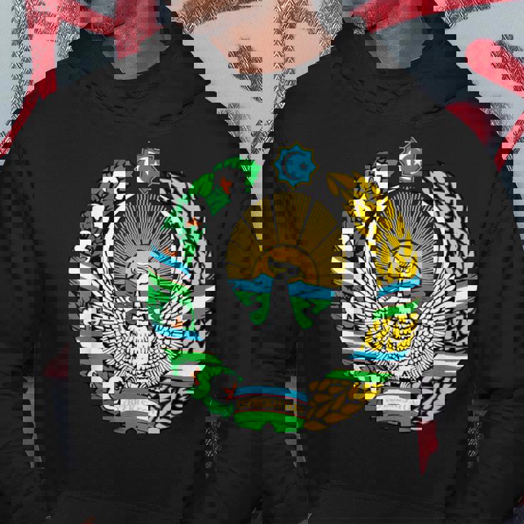 ウズベキスタン 紋章 旗 ウズベキスタン パーカー 面白い贈り物