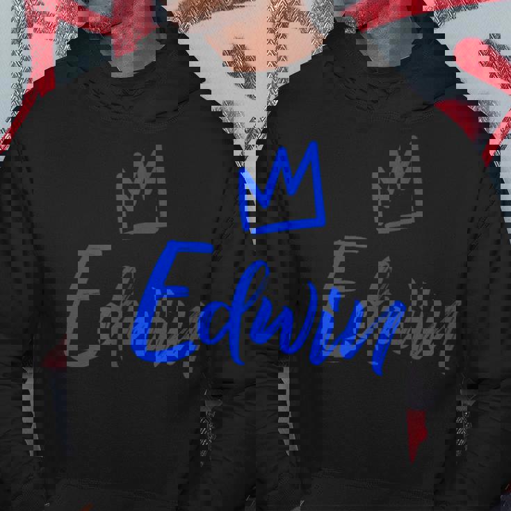 エドウィン ザ・キングブルークラウン&ネーム 男性用 エドウィンと呼ばれる パーカー 面白い贈り物