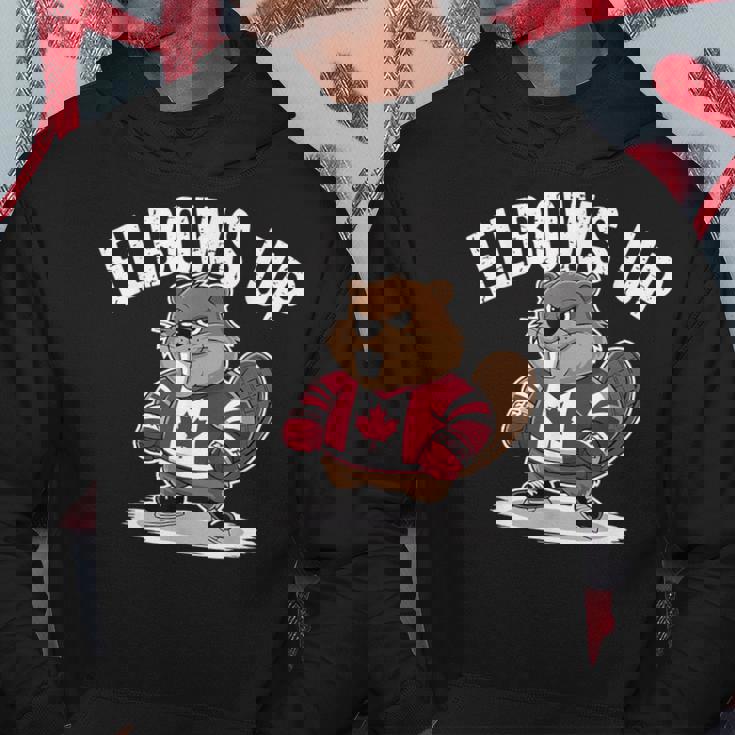 エルボーズ アップ ホッケー ビーバー カナダ人 誇り高き北 強くて自由 パーカー 面白い贈り物