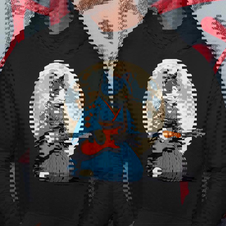 エレキギターを弾く日本猫 着物&猫ギター パーカー 面白い贈り物