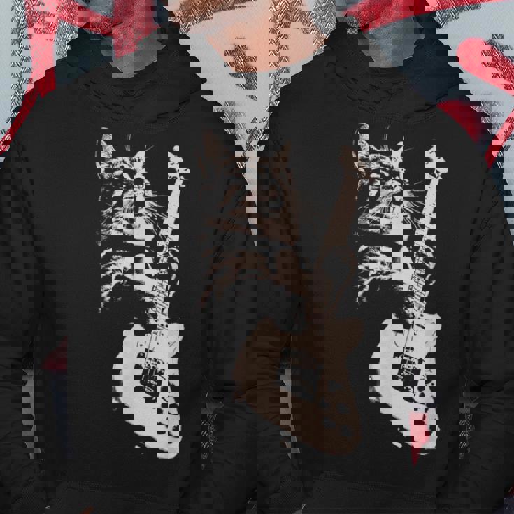 エレキギターを弾く猫 面白い猫ロッカー ロックショーで パーカー 面白い贈り物