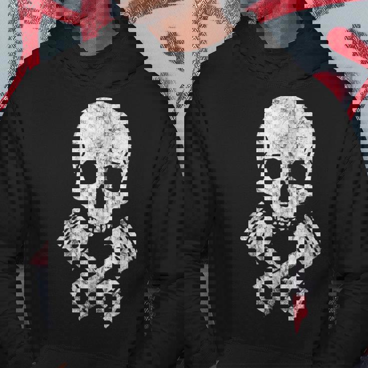 オートバイのホットロッドスカルとクロスボーンピストン パーカー 面白い贈り物