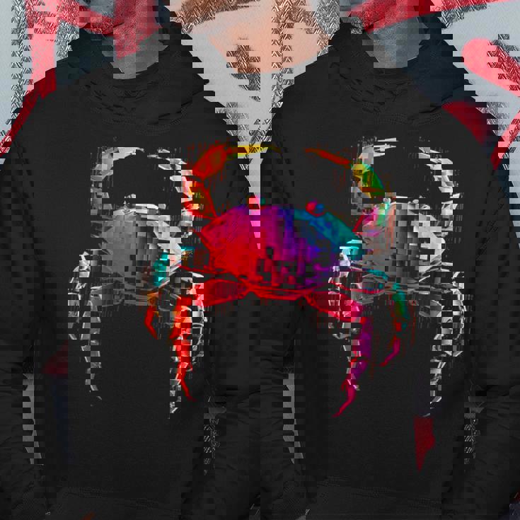 カニ カラフル 幾何学 動物 アート グラフィック モチーフ カニ パーカー 面白い贈り物