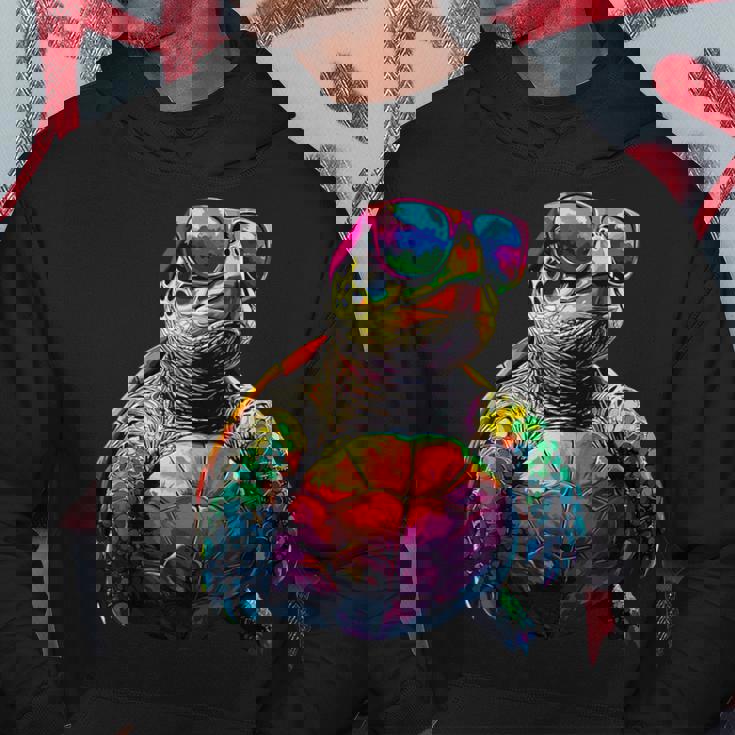 カメ カラフル Popart レインボー 爬虫類 かわいい亀 パーカー 面白い贈り物