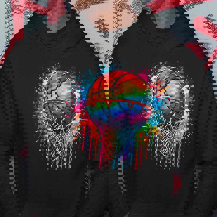 カラフル バスケットボール 絞り染め カラー スプラッシュ フープ ネット スラム ダンク パーカー 面白い贈り物