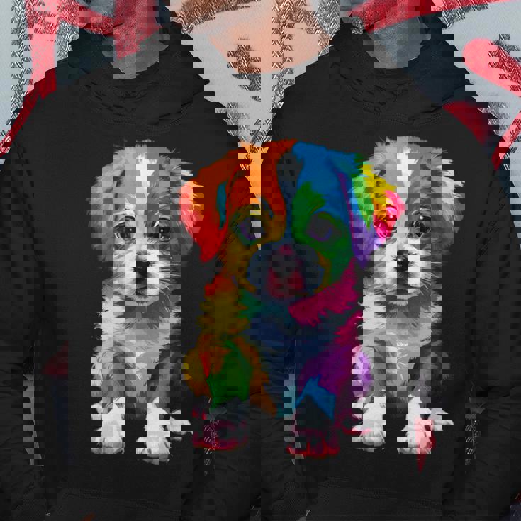 カラフルなかわいい子犬 愛らしい犬 パーカー 面白い贈り物