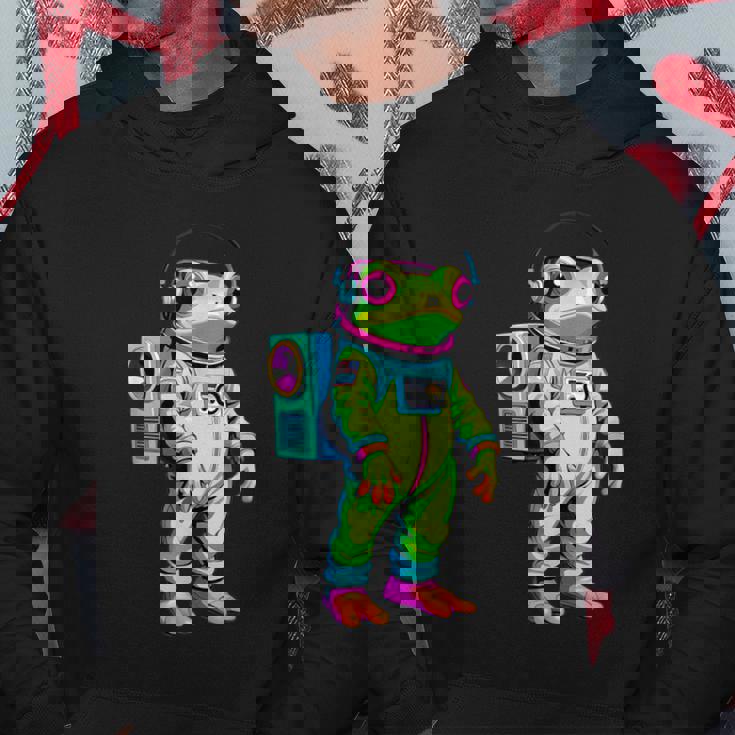 カラフルなカエルの宇宙飛行士キャラクター パーカー 面白い贈り物