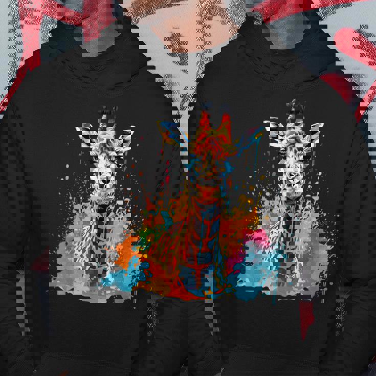 カラフルなキリン 動物 恋人 スプラッシュアート パーカー 面白い贈り物