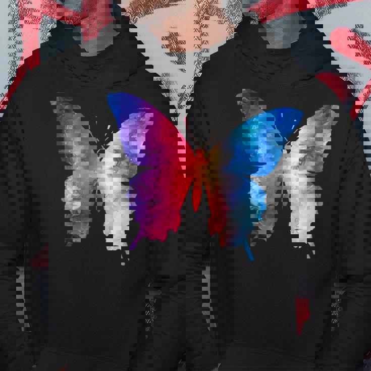 カラフルなシルエット抽象的な水彩蝶 パーカー 面白い贈り物
