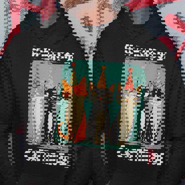 キャティチュード55歳 55歳の誕生日 猫好き 55歳 パーカー 面白い贈り物