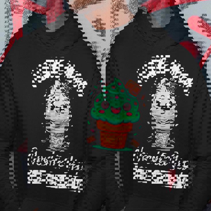 キュート アイラブミント チョコチップス アイスクリーム好き 夏 パーティー パーカー 面白い贈り物