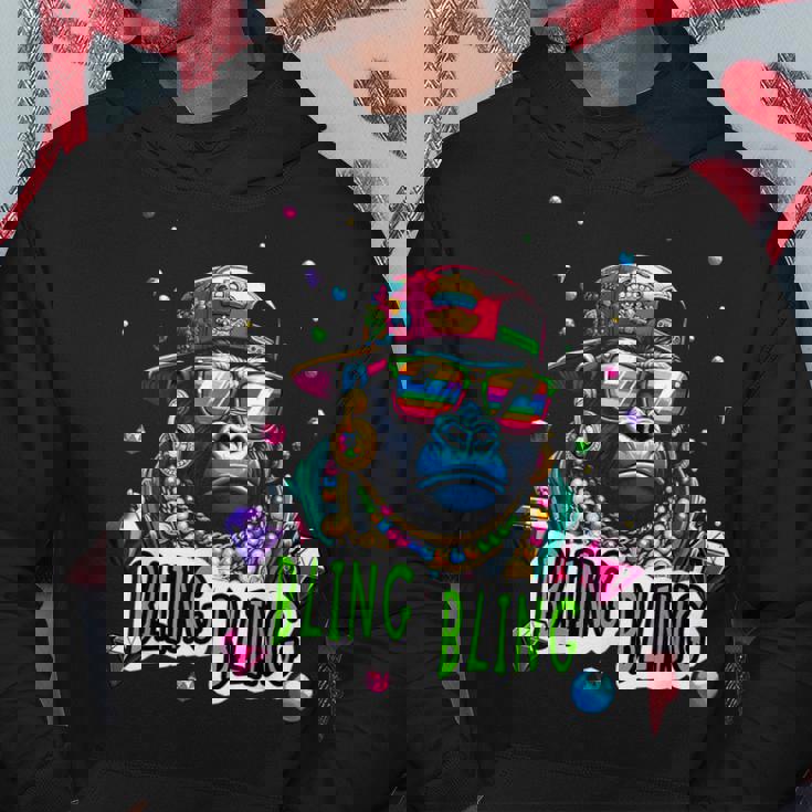 キラキラ光るクールなゴリラとジュエルヒップホップアートギャングスター パーカー 面白い贈り物