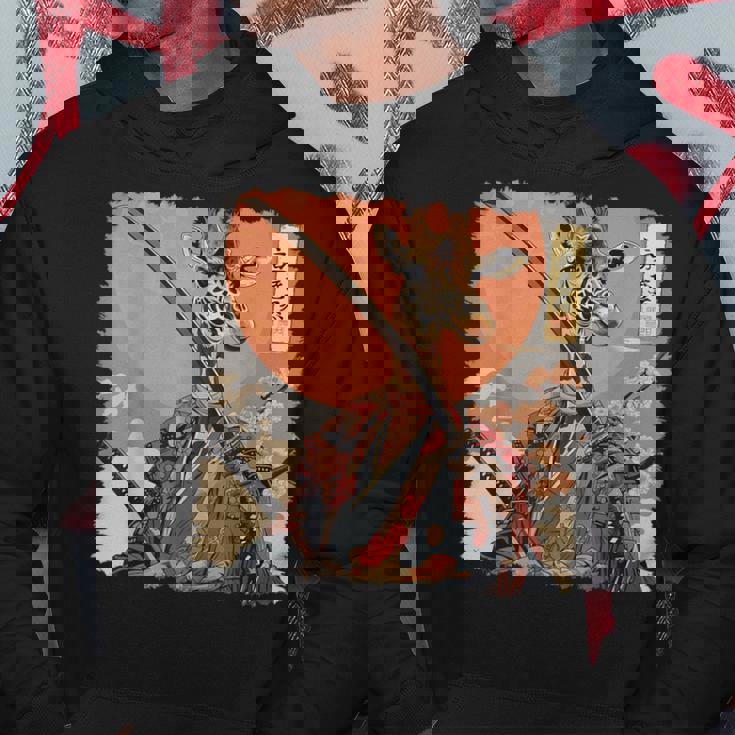 キリン 動物 日本美術 侍 浮世絵 パーカー 面白い贈り物