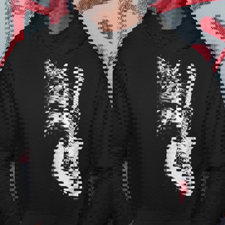 ギターを弾くロック猫 面白いギター猫 パーカー 面白い贈り物