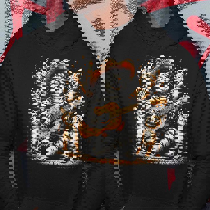 ギターを弾く猫 面白いロックミュージックギター猫 パーカー 面白い贈り物