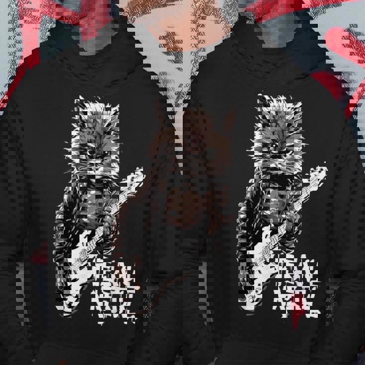 ギターを弾く猫 ヘヴィメタル ロックキャット おもしろギタリスト パーカー 面白い贈り物