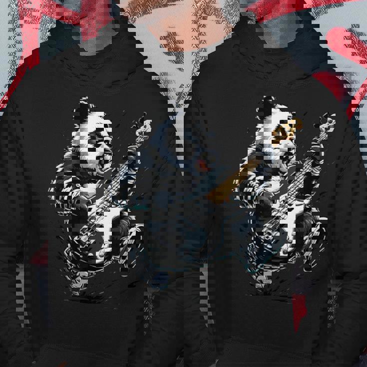 ギター付きパンダ グラフィック パンダ愛好家 パンダ ベース演奏 パーカー 面白い贈り物